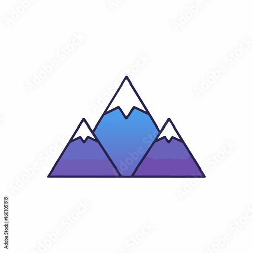 Minimalist mountain peaks with snow caps vector illustration