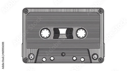 Black and white vector illustration of a cassette tape. Classic and timeless charm.