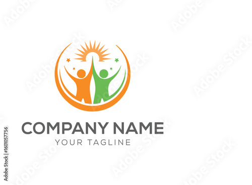 People star logo. Business team group reaching goal together logo vector design	