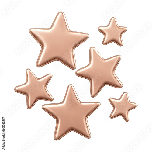 PNG Glossy metallic star shapes