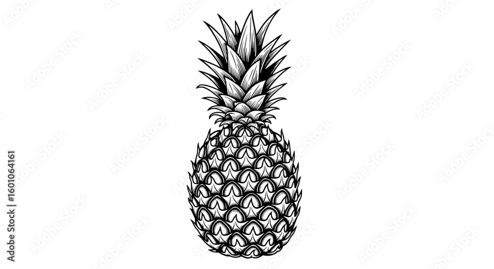 Obraz premium Intricate Pineapple Silhouette Tropical Line Art Illustration 