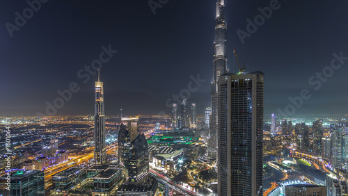 Wallpaper Mural Dubai Downtown night timelapse modern towers panoramic view from the top in Dubai, United Arab Emirates. Torontodigital.ca