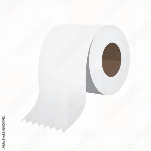 Roll of white toilet paper on a plain background  