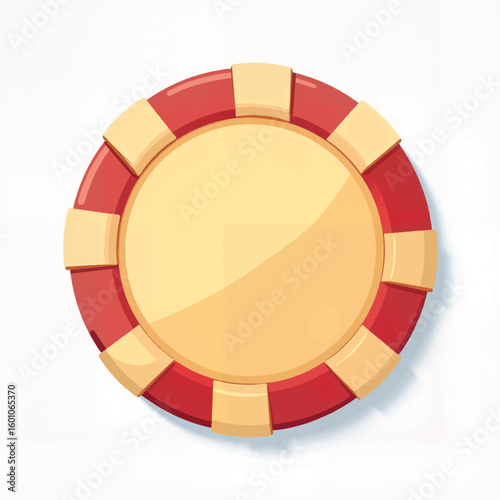 Casino poker chip in red and yellow design on white background  