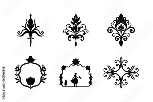 Artistic pattern designs influenced by tradition Silhouette Vector illustration