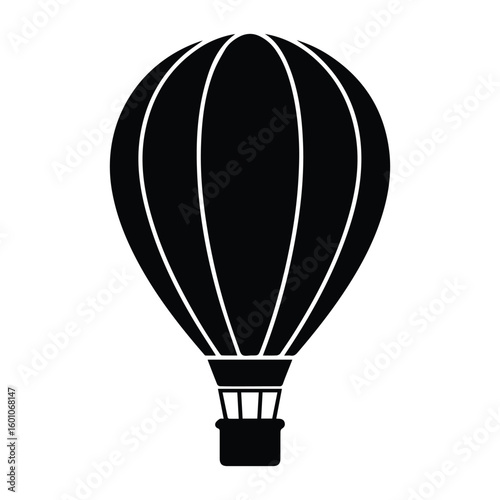 Minimalist black hot air balloon silhouette icon
