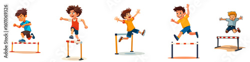 sports hurdles. Vector illustration , set