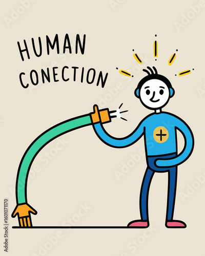 Human connection concept showing interpersonal relationship and communication with a person cartoon art
