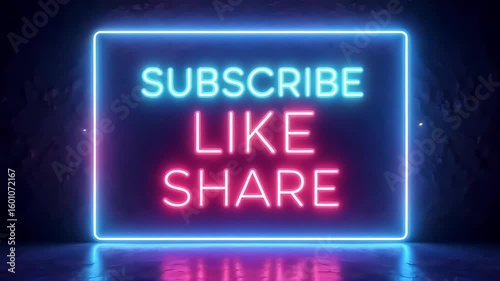 Subscribe like share neon sign animation subscribe button like button share button graphic motion