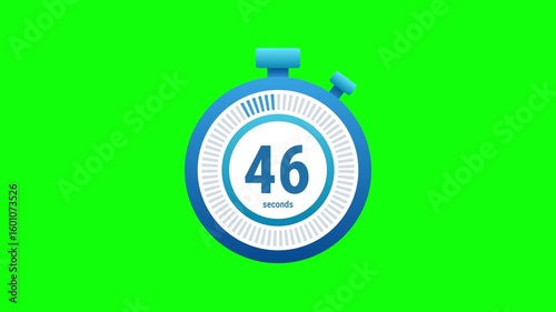 50 second countdown animated. green background, 4K video