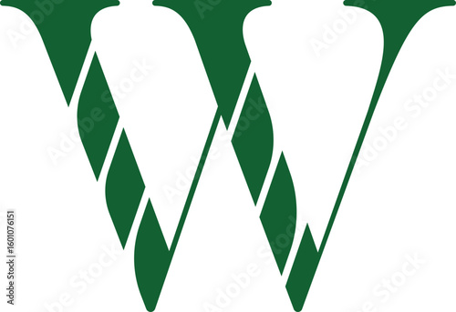Elegant Green 'W' Monogram Design