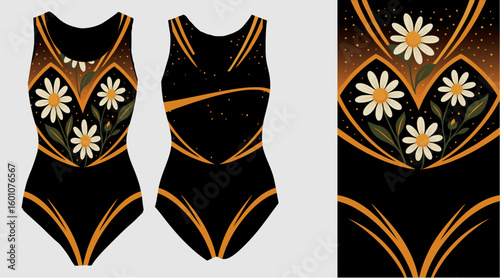 Elegant Vector Leotard Designs for Gymnastics and Dancewear
