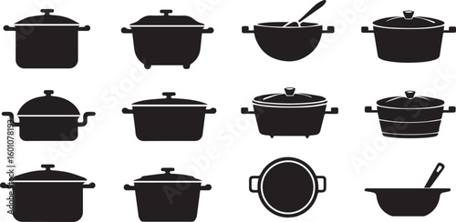 Diverse Cookware Silhouettes: A Comprehensive Collection of Pots and Pans