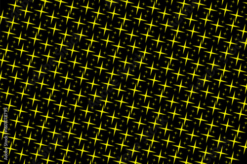 Seamless pattern with shine stars. Black and yellow simple shining star pattern. Festive pattern with shine star. Vector illustration