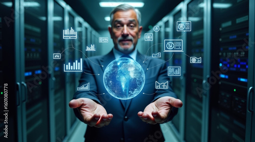 Innovative Global Data Concept with Businessman