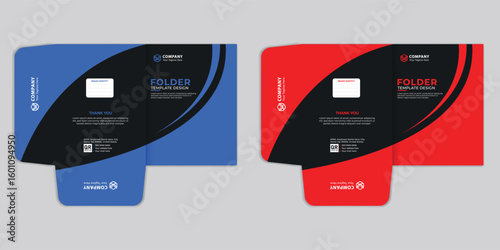 modern office file folder and report cover template featuring digital elements. perfect for business documents, corporate presentations, and sleek, minimal stationery designs for your company.