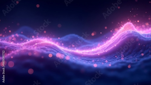  Vibrant Glowing Green Wave on Dark Background. Generative Ai.