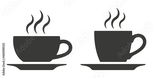 Vector art of two steaming cups of coffee are sitting on saucers inviting a moment of relaxation and enjoyment