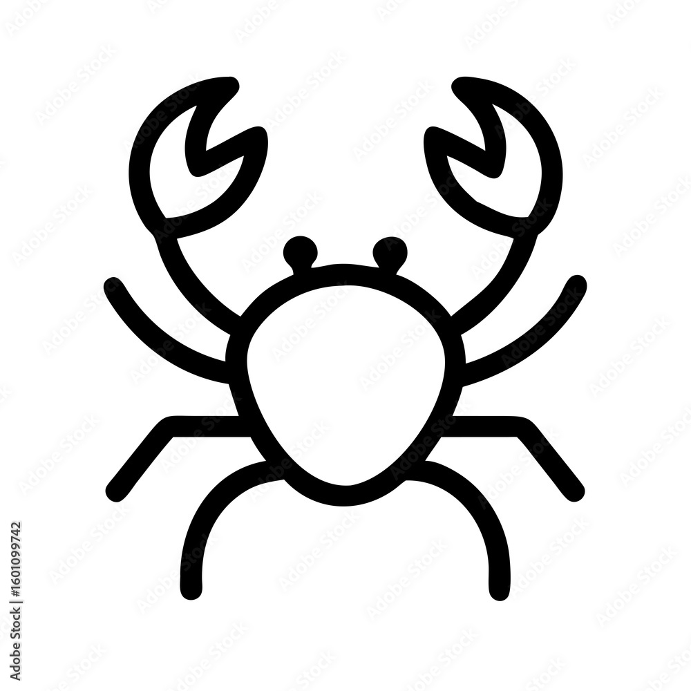 Crab or crustacean line art icon for food apps and websites Crab or crustacean line art icon for food apps and websites