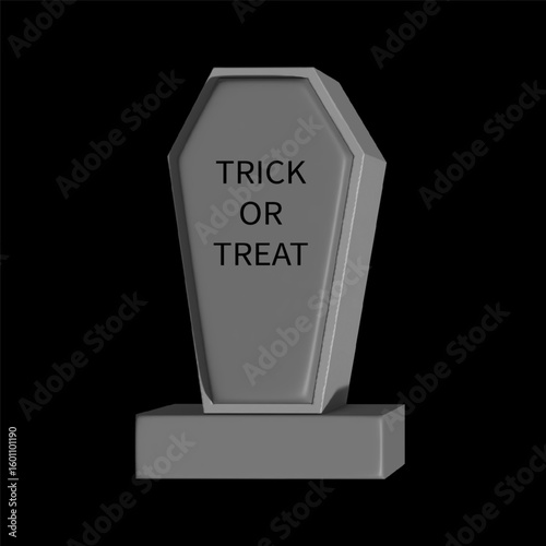 Halloween tombstone with trick or treat message on dark background