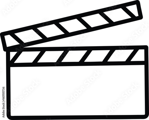 clapperboard icon line art vector illustration on transparent background
