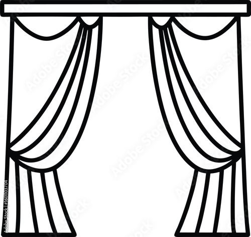 curtain icon line art vector illustration on transparent background
