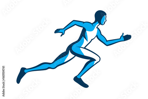 Running man vector illustration for sports fitness and athletic competition design