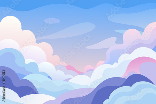 Abstract sky with soft pastel clouds blue