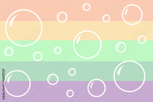 Pastel rainbow with white bubbles soft colors light