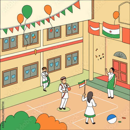 Independence Day celebrations in Indian schools typically involve flag hoisting ceremonies, cultural programs with patriotic songs and dances, speeches, and various competitions. These events aim to i