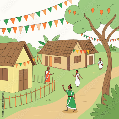 Independence Day celebrations in Indian villages typically involve flag hoisting ceremonies, cultural programs showcasing local traditions, sports events, and community gatherings. These celebrations 