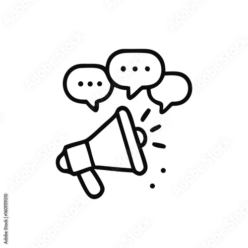 Megaphone Broadcasting Messages with Speech Bubbles Communication Concept.