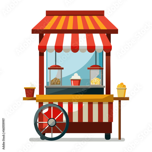 Popcorn machine vector flat illustration