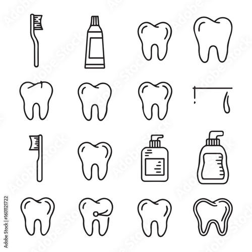 Modern dental care icons promote healthy smiles and oral hygiene awareness