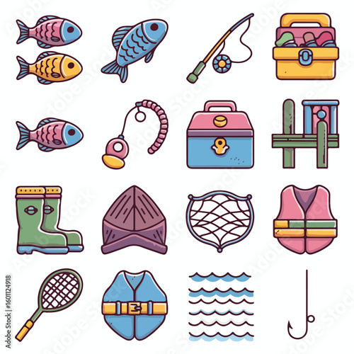 Catch the dream with this vibrant fishing gear and tackle box collection!