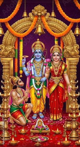 Download high resolution image of lord rama sita lakshmana and hanuman for diwali puja and decoration