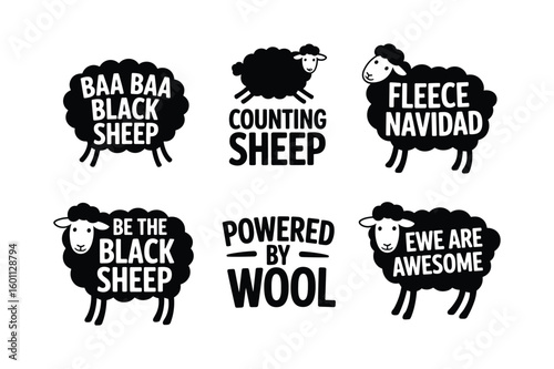 Black sheep with phrases counting sheep fleece navidad be the black sheep powered by wool ewe are awesome