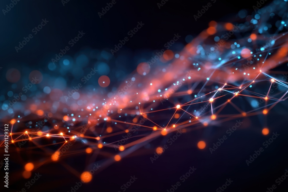 Obraz premium Cybersecurity big data insights. Blockchain technology frameworks. Innovative network connections and data streams. Digital communication advancements for scientific research and neural network themes