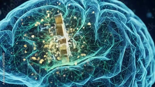 Puzzle piece fitting into digital brain, metaphor for AI solution