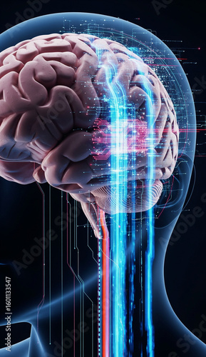 Wallpaper Mural Technological Brain Concept Showing Abstract Data Integration and High-Tech Thought Processing Torontodigital.ca