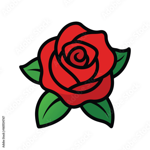Rose flower classic bloom with intricate petals symbolizing love and beauty floral art silhouette illustration