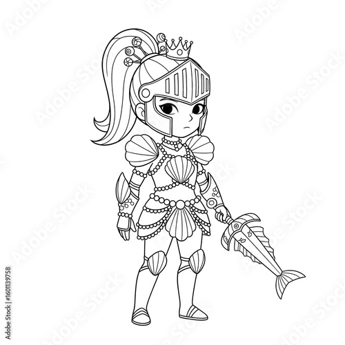 Wallpaper Mural Princess armor sword create elegant fantasy warrior illustration coloring page Torontodigital.ca