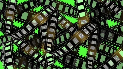 video cassette moving spiral animation. old tape film grain animation on green screen background