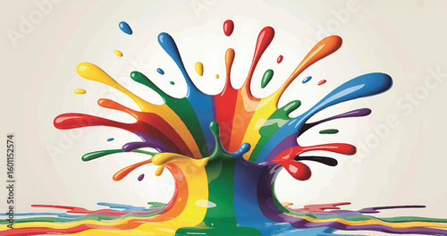 Colorful rainbow paint splash bursting outward in creative art design illustration