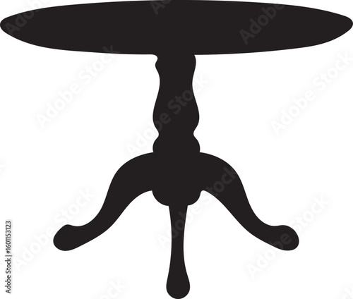 Black silhouette of a three legged table furniture