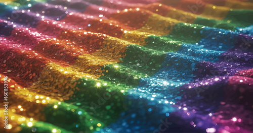 Colorful glittering wave pattern in rainbow spectrum celebrating diversity and pride