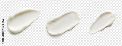 Realistic Cosmetic Cream Smudges Set on Transparent Background