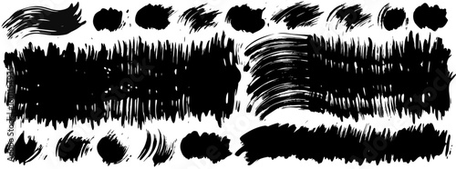 Collection of Black Ink Brush Strokes & Splats