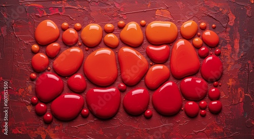 Abstract Red Orange Palette: Smooth Organic Shapes on Textured Background, Vibrant Color Harmony for Artistic Presentation