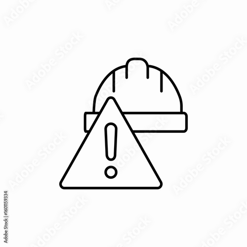 construction helmet warning exclamation mark icon sign vector